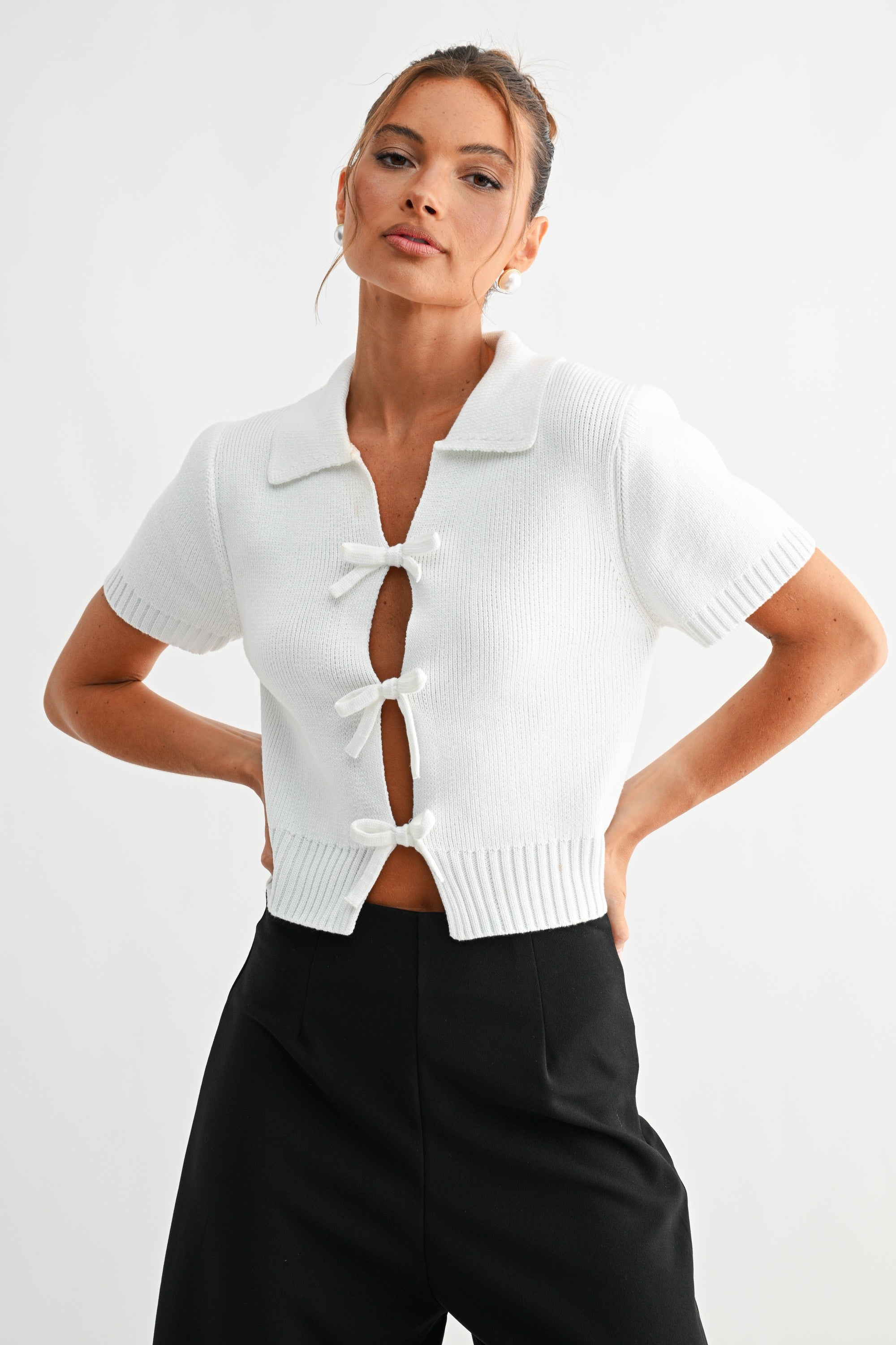 Bow-tie Front Knit Top