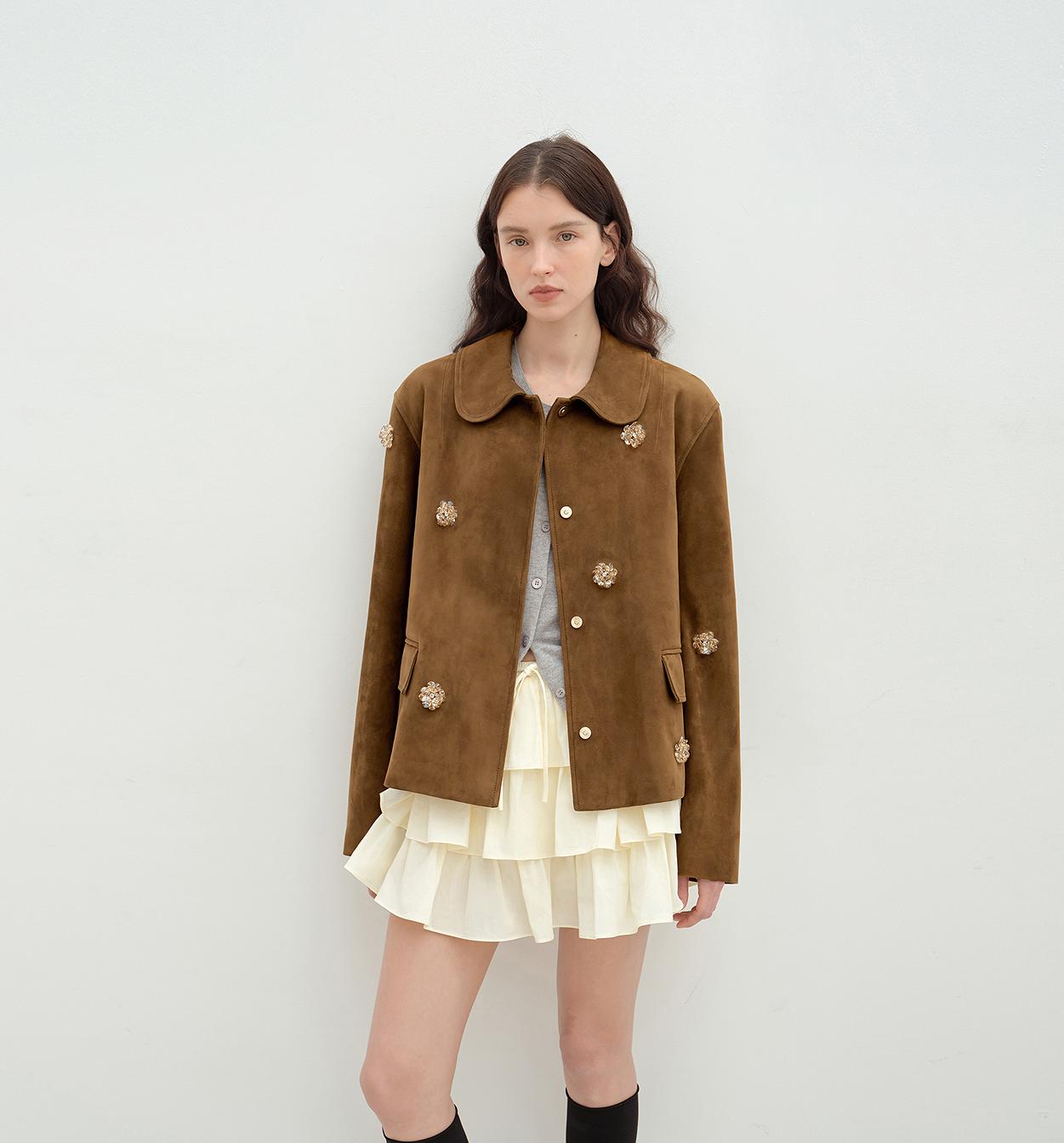 "Velour" Beaded Suede Leather Jacket