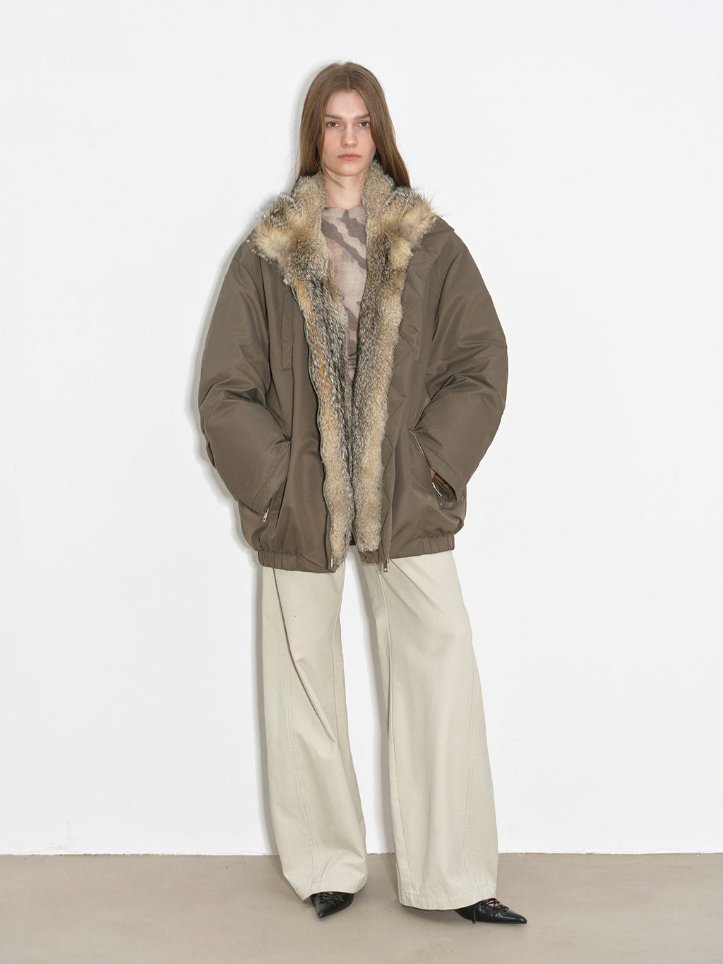 Warm and Fluffy Waterproof Fox Fur Collar Parka