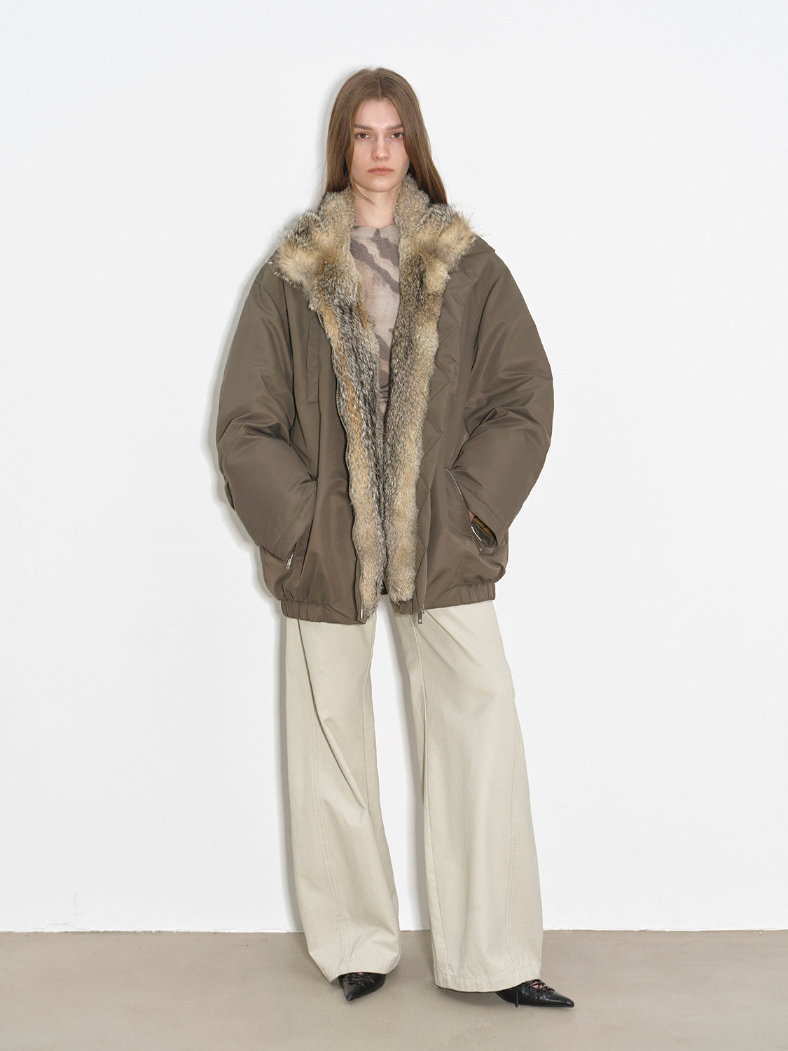 Warm and Fluffy Waterproof Fox Fur Collar Parka