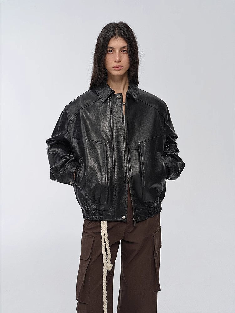 Waxed Sheep Leather Jacket