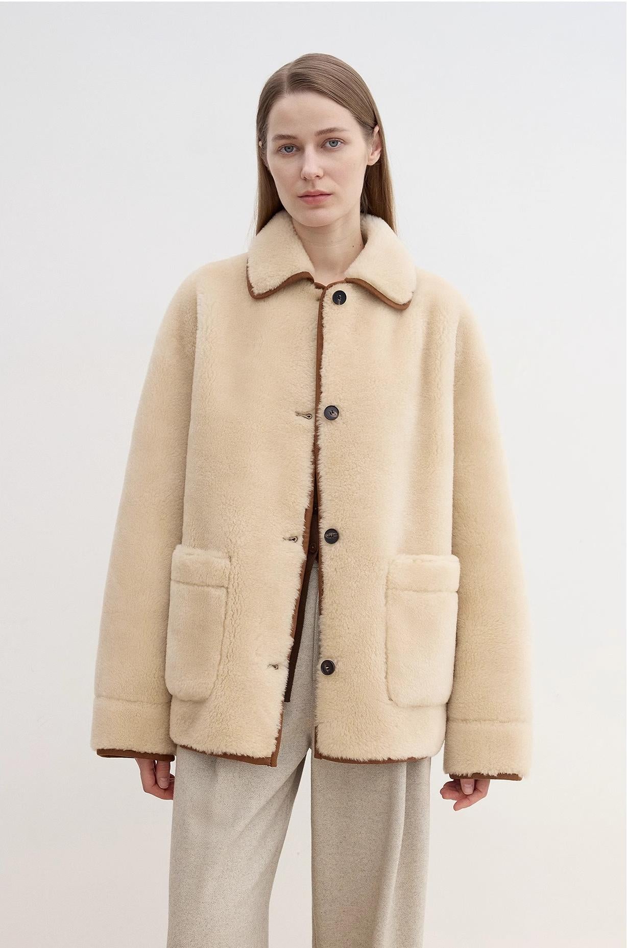 "Winter Concerto" Wool-Suede Shearling Coat