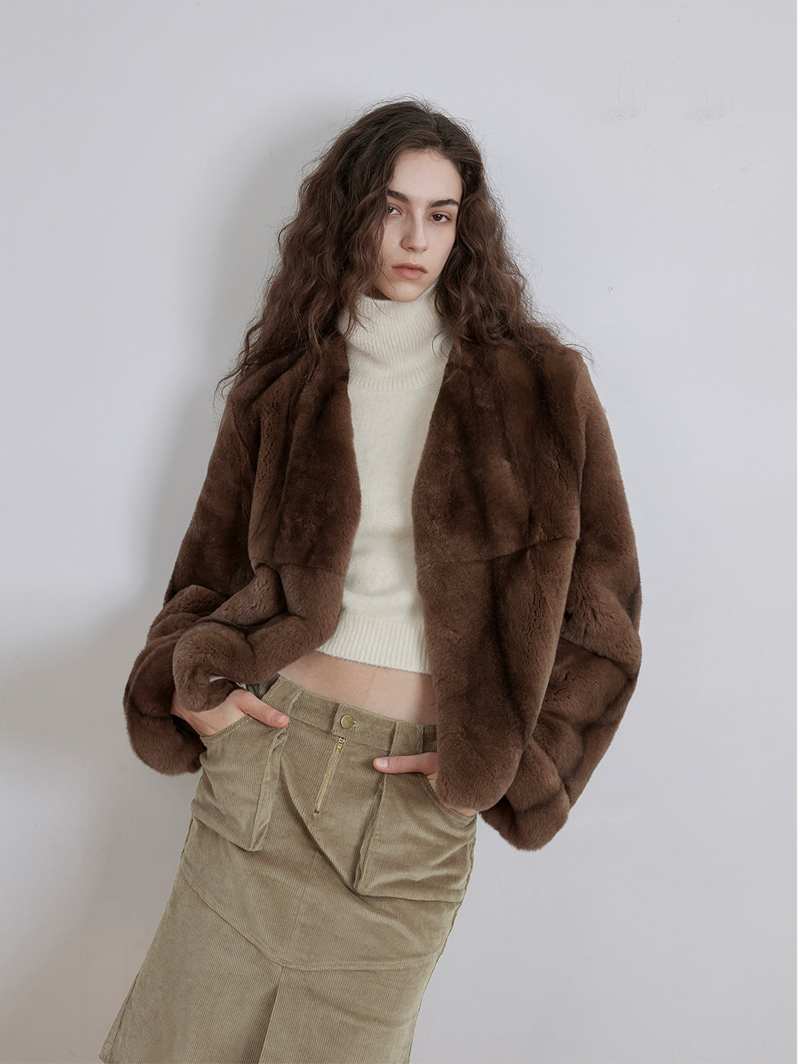 Margaret Mid-Century Rex Rabbit Coat