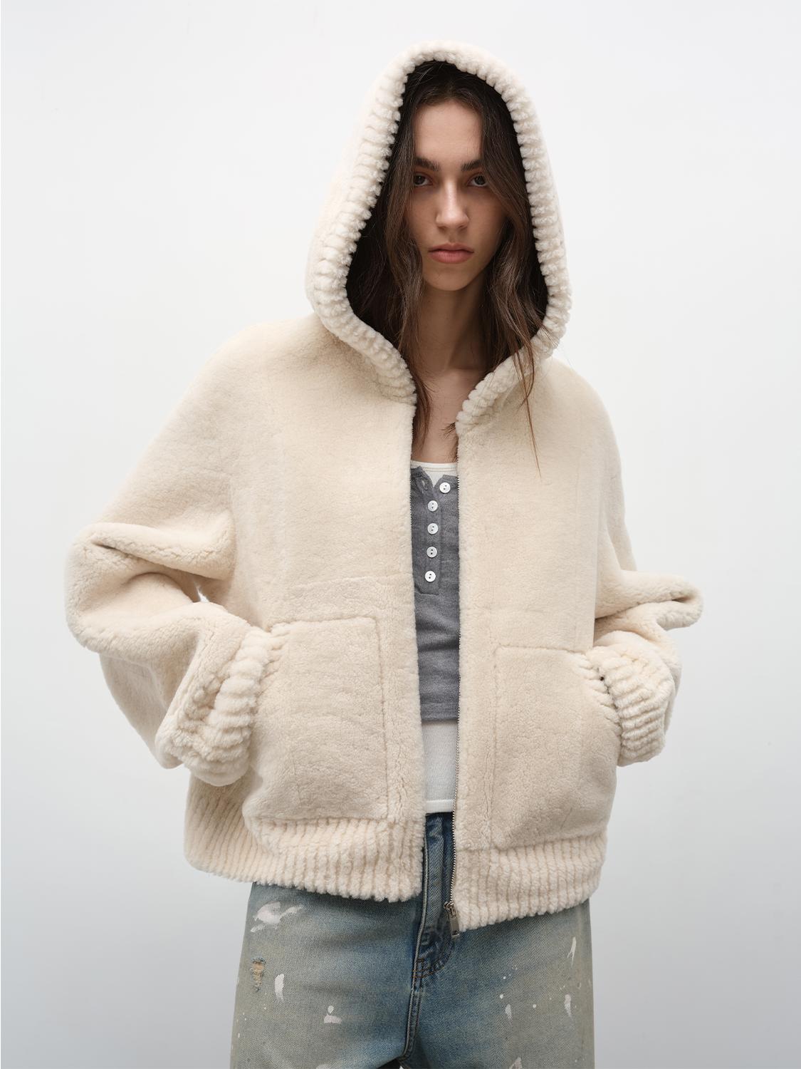 "Bad Boy" Hooded Merino Sheepskin Jacket