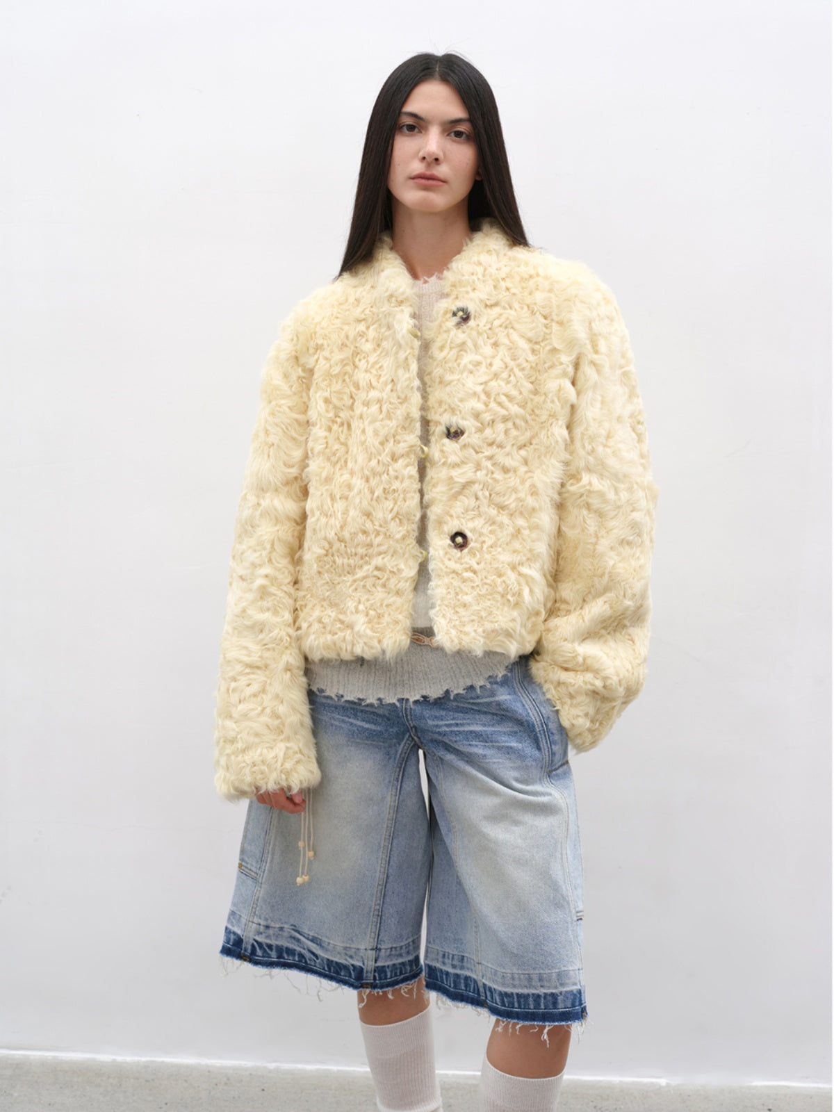"Little Bear's Thoughts" Sheepskin Wool Coat