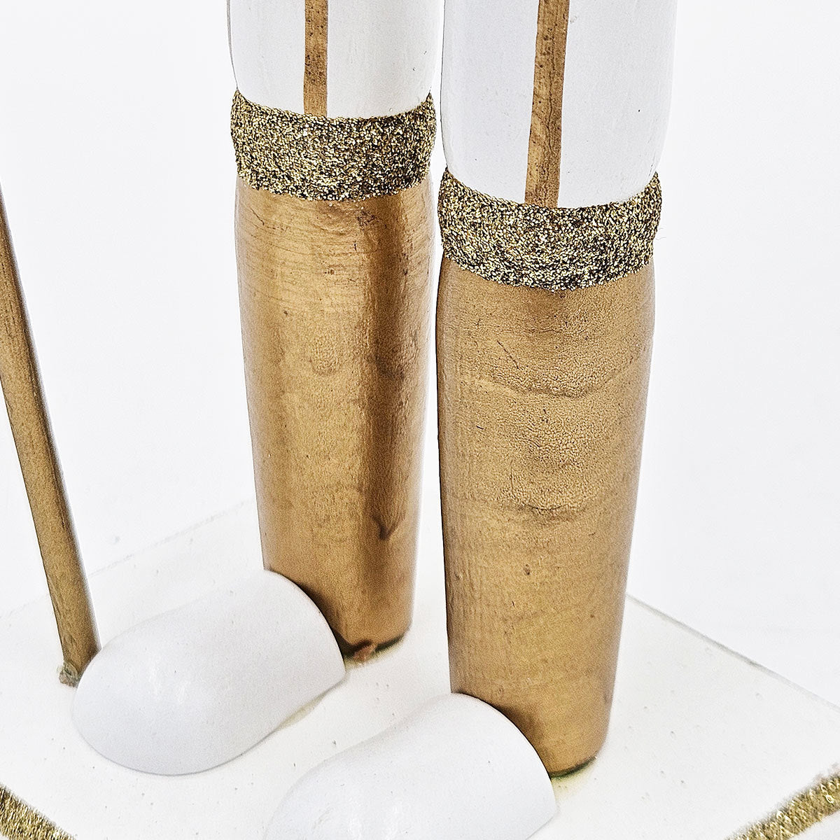 White & Gold Christmas Nutcracker Figurine – 14" Classic Wooden Holiday Decor