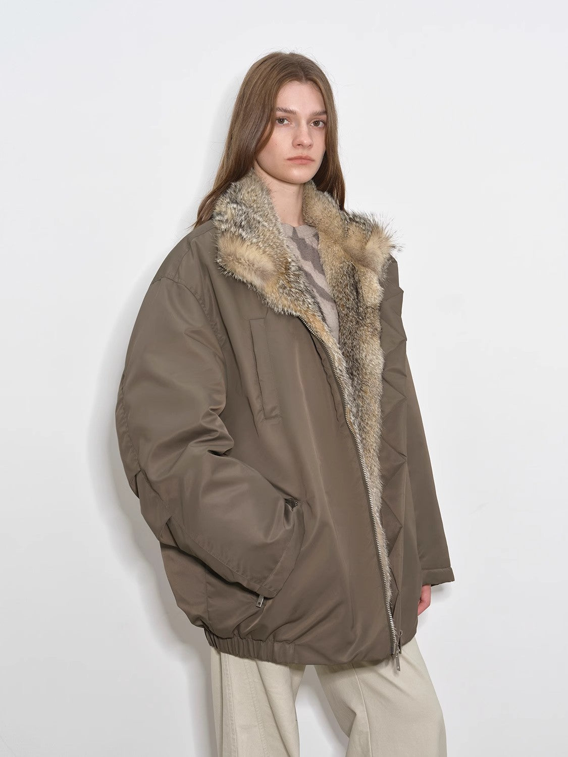 Warm and Fluffy Waterproof Fox Fur Collar Parka