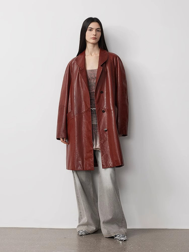 “Sonorous Rose” Vintage Goatskin Trenchcoat