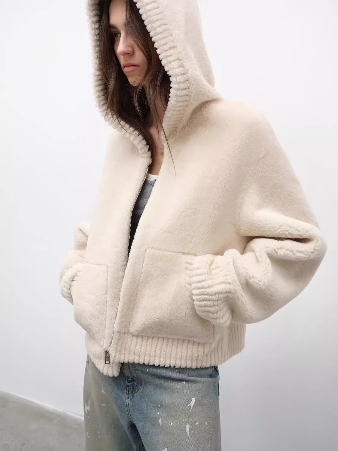 "Bad Boy" Hooded Merino Sheepskin Jacket