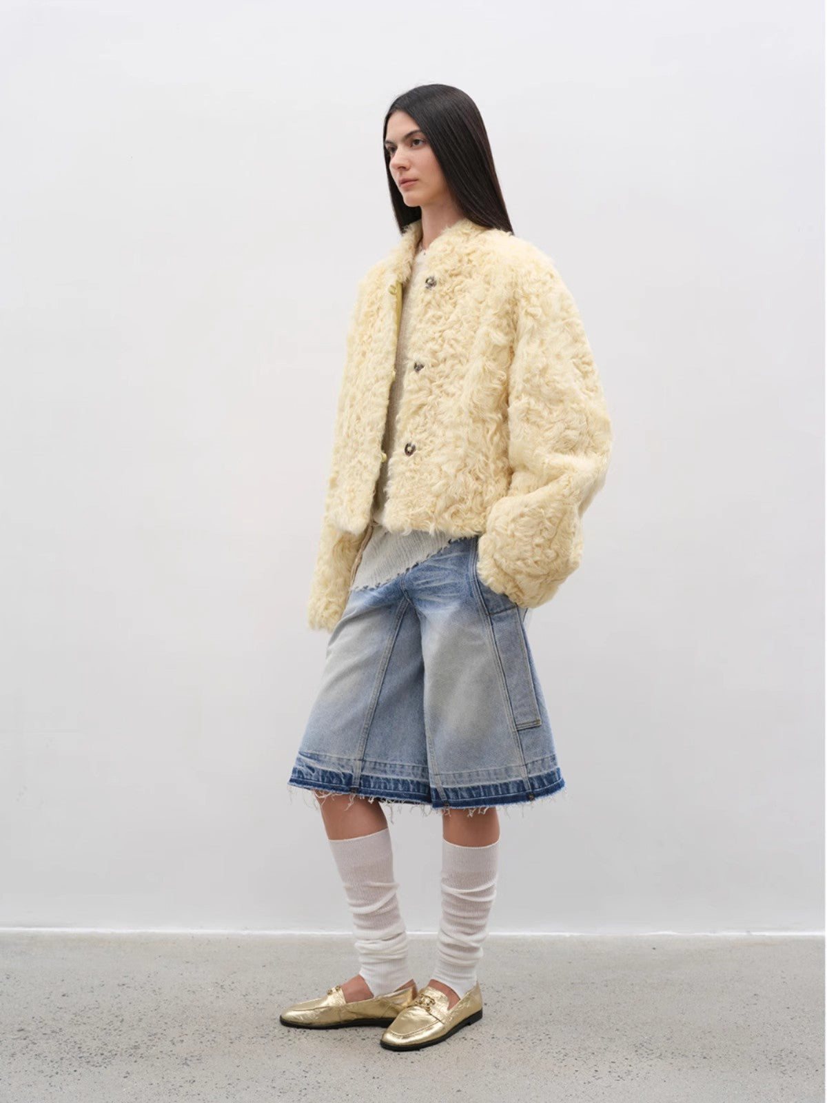 "Little Bear's Thoughts" Sheepskin Wool Coat