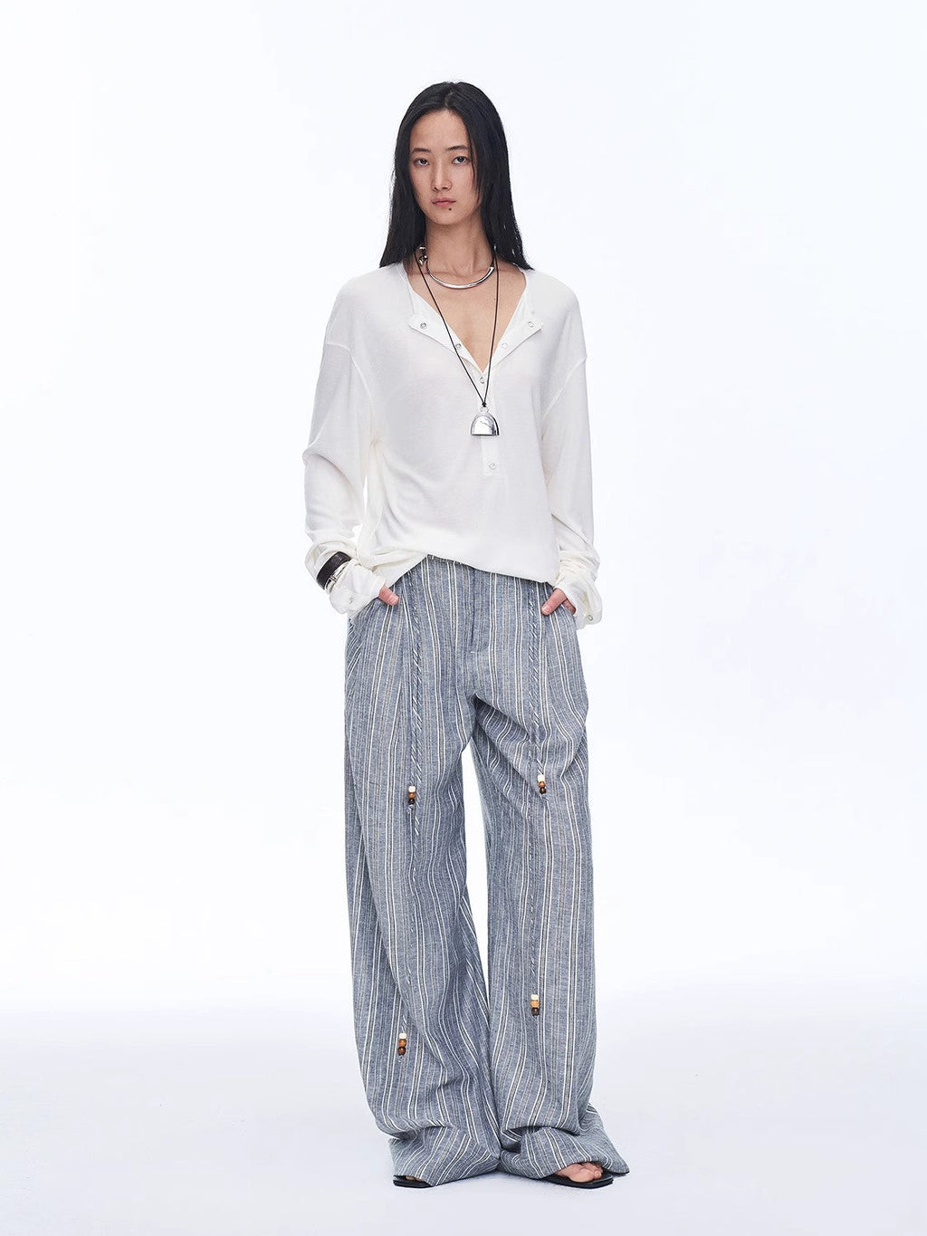 "Free Afterglow" Linen Wide-Leg Pants