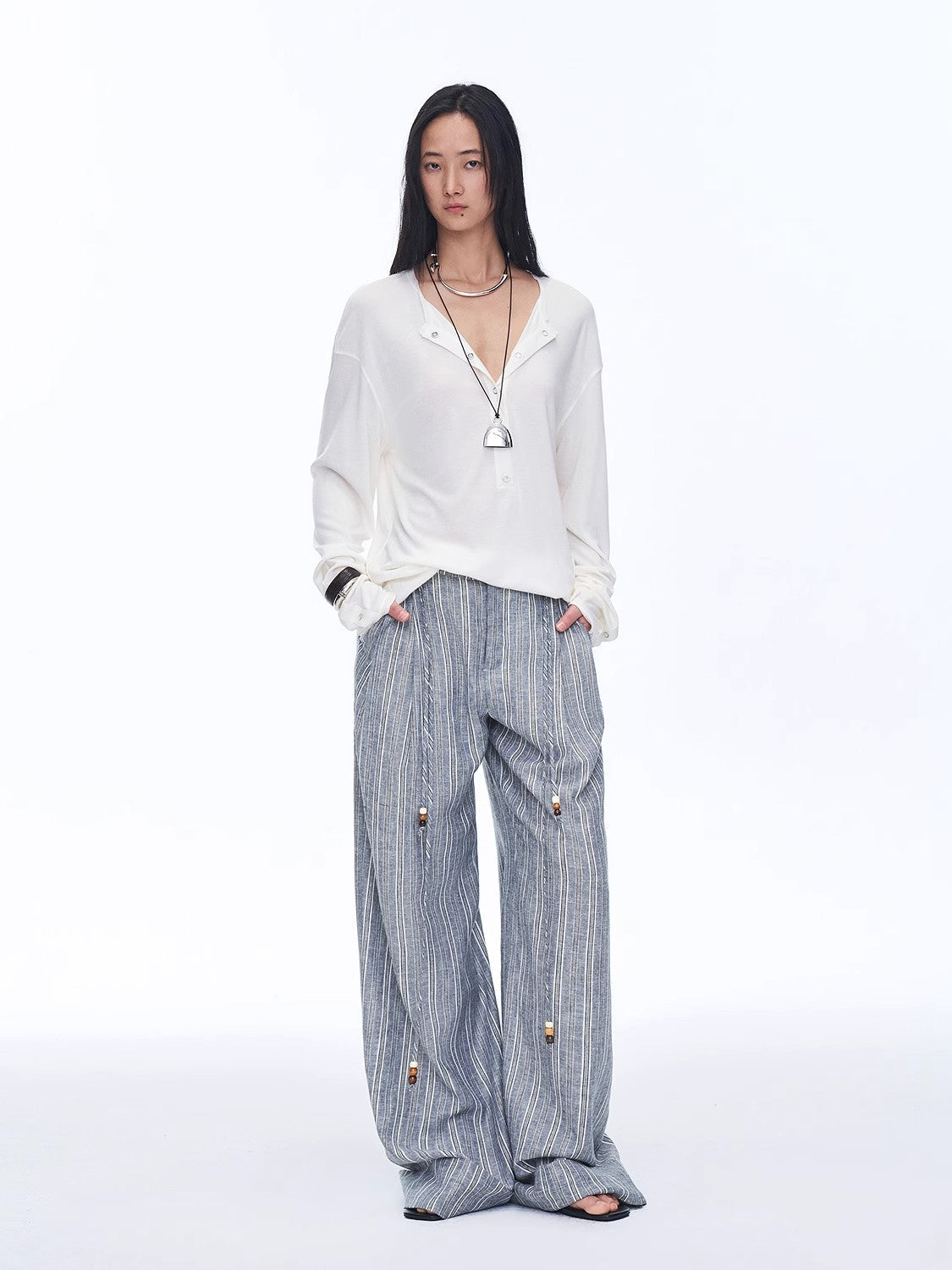"Free Afterglow" Linen Wide-Leg Pants