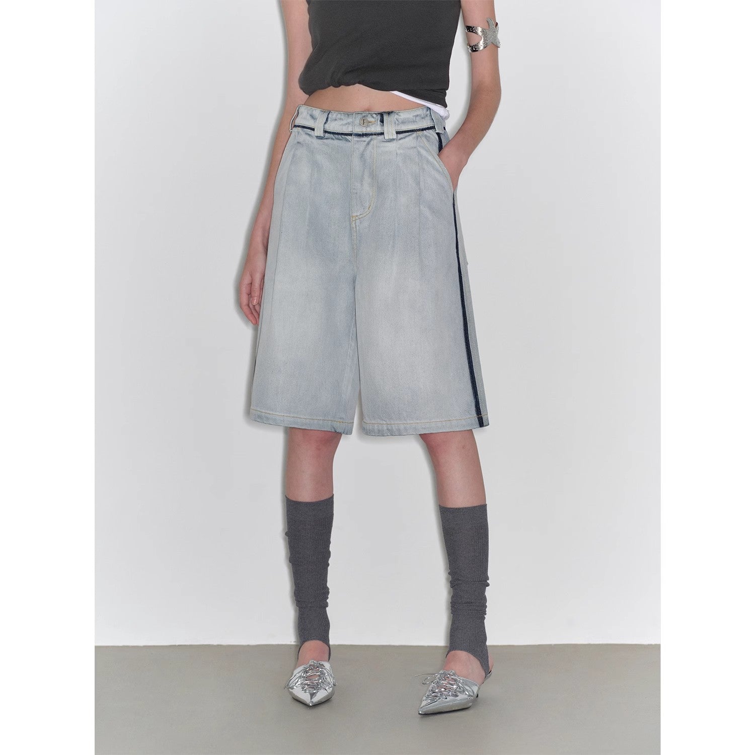 “Unruly Sonata” Loose Mid Wide Leg Denim Pants