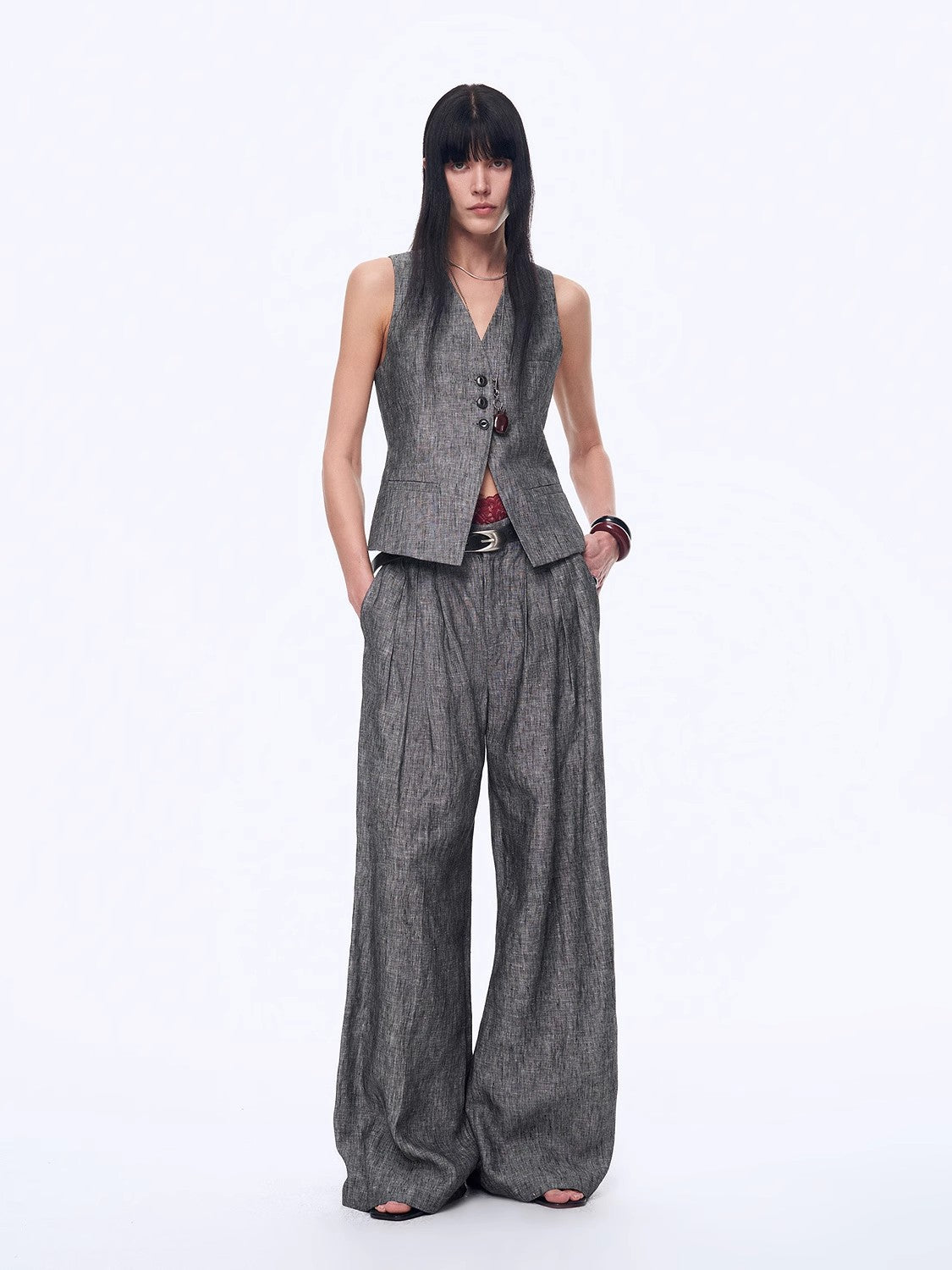 "Old Money" Linen Draped Vest and Trousers Suit