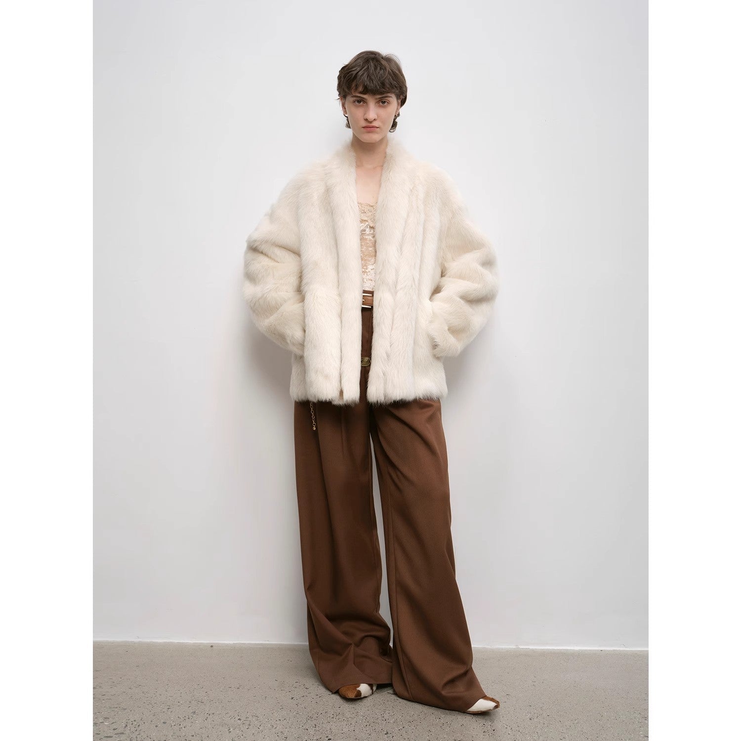 "Winter Love Island" Long Hanging Straight Collar Tuscan Fur Coat