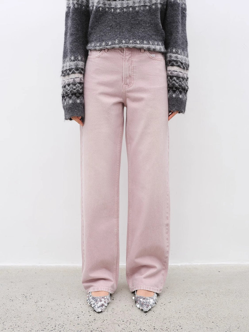"Active Street" Retro Pink Straight Jeans