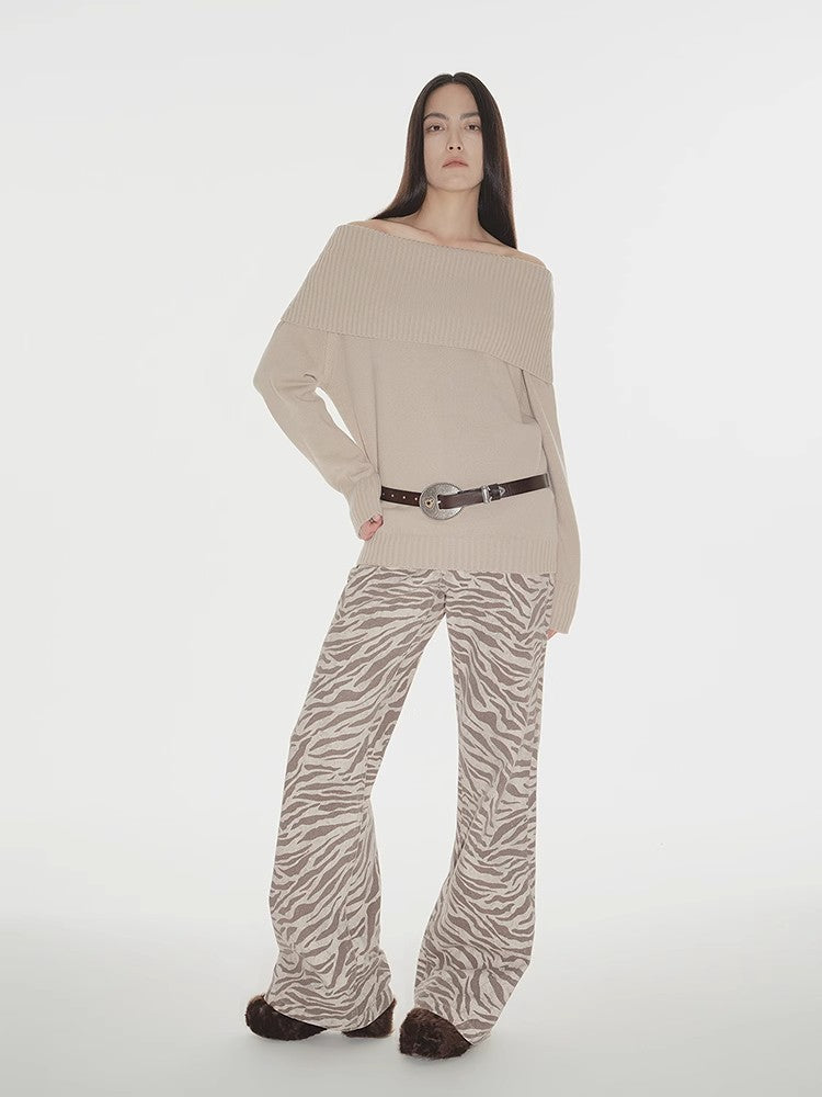 Off-Shoulder Merino Wool Blended  Sweater