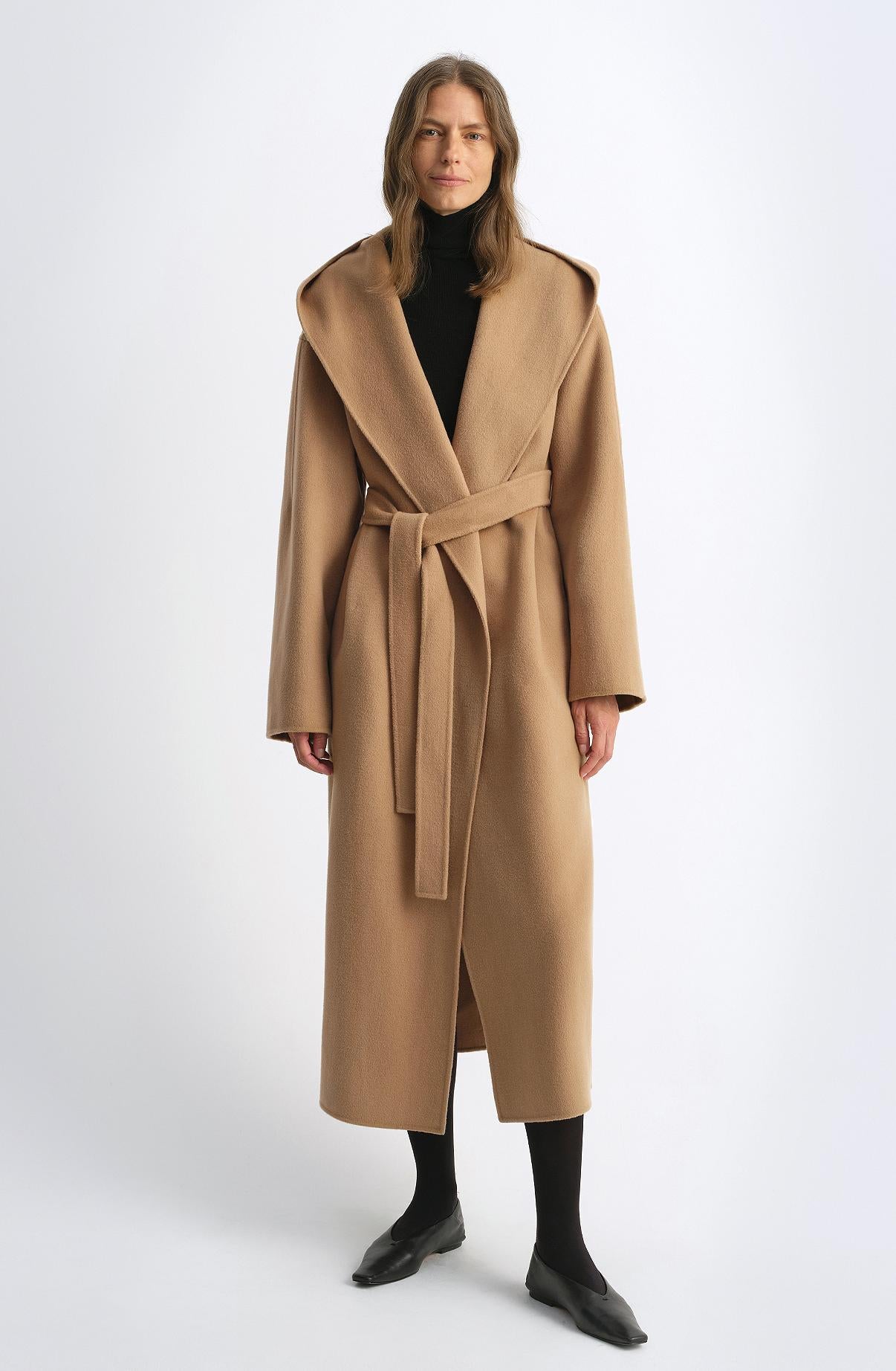 "Magic World" Hooded Cashmere Australian Wool Double-Faced Wool Coat