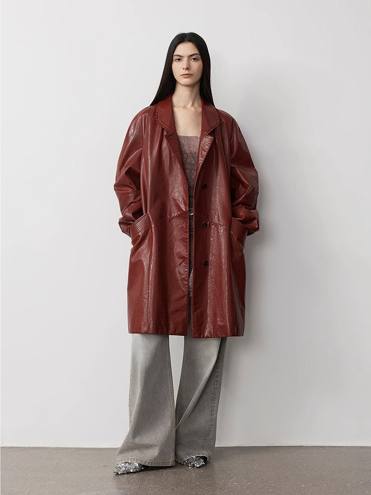 “Sonorous Rose” Vintage Goatskin Trenchcoat