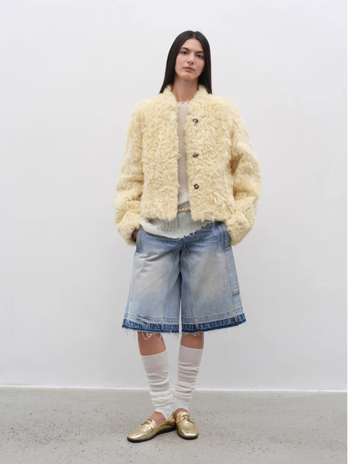"Little Bear's Thoughts" Sheepskin Wool Coat