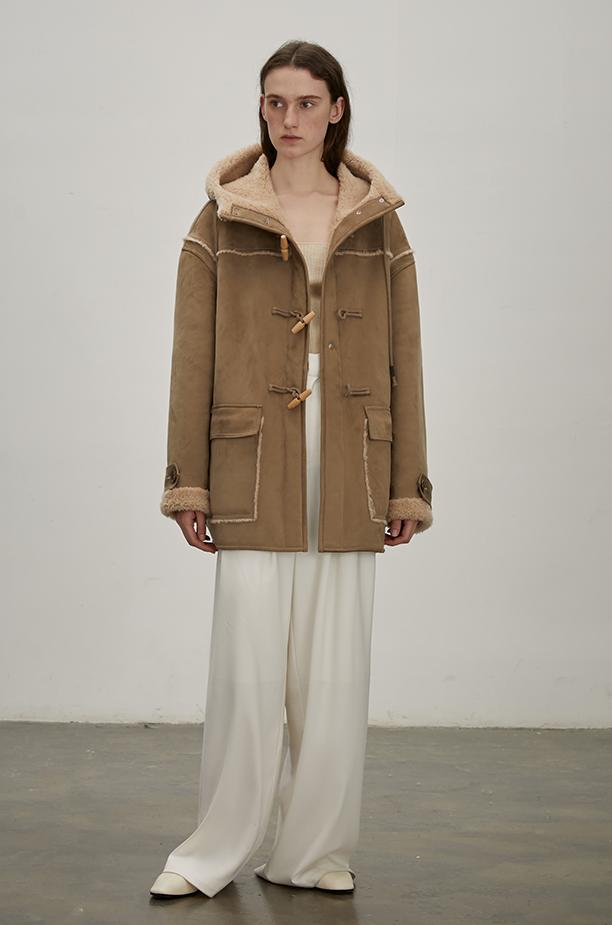 "Quartet Short" Hooded Wool Shearling Jacket