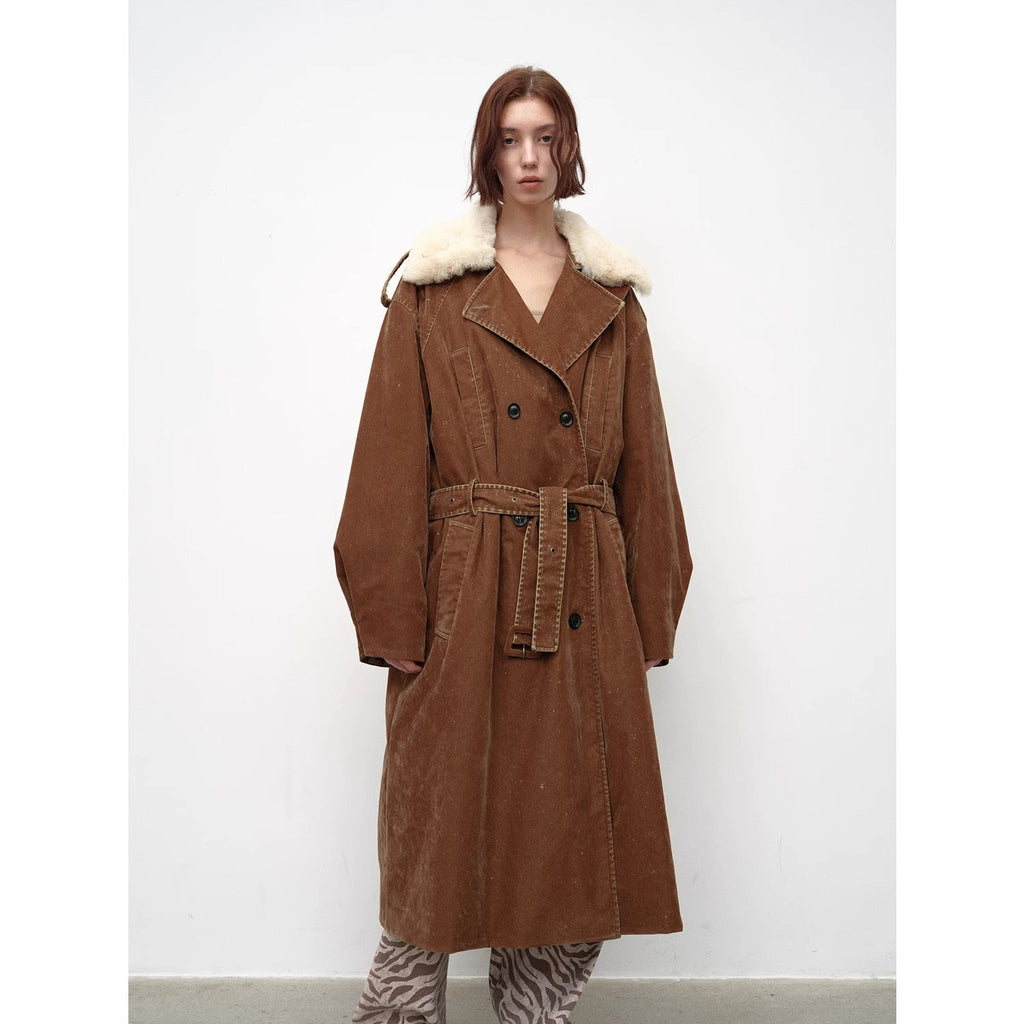 "Windbreaker and Winter" Detachable Wool Lapel Long  Parka