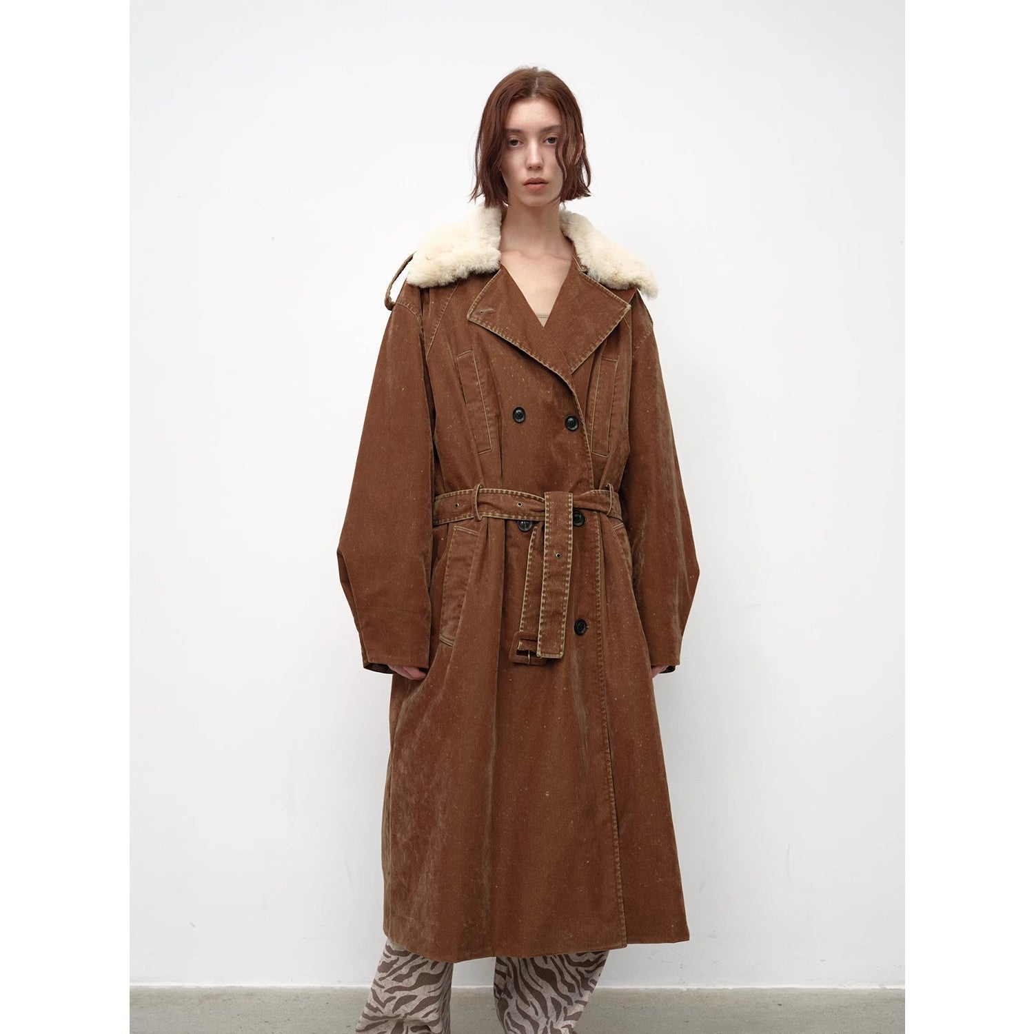 "Windbreaker and Winter" Detachable Wool Lapel Long  Parka