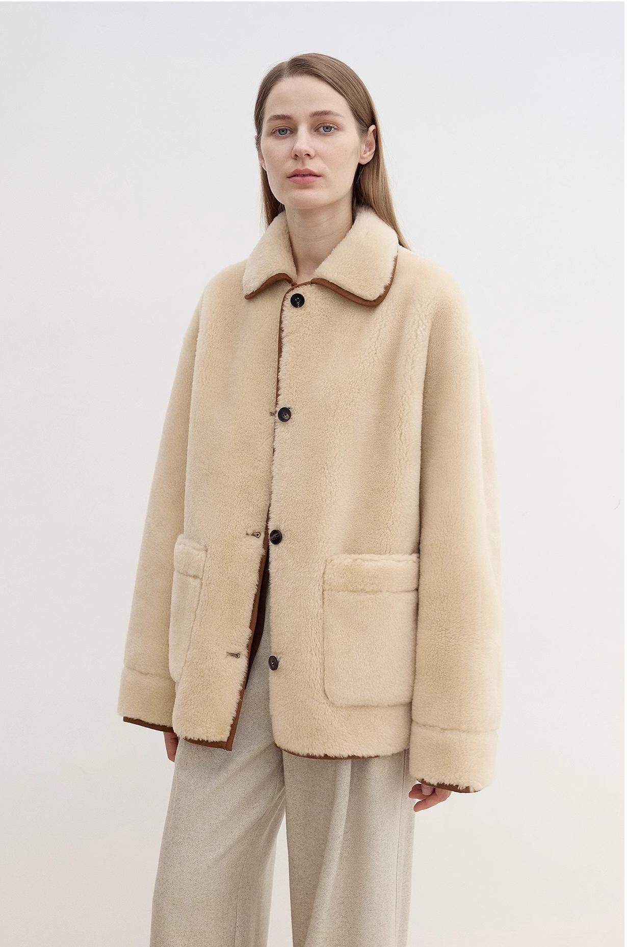 "Winter Concerto" Wool-Suede Shearling Coat