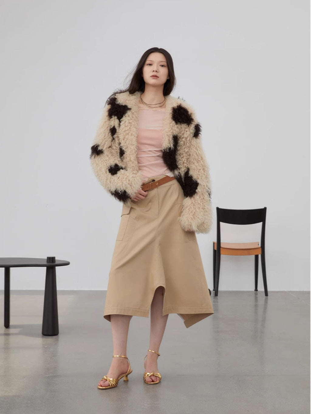 Sheep Curly Double Knit Fur Short Coat