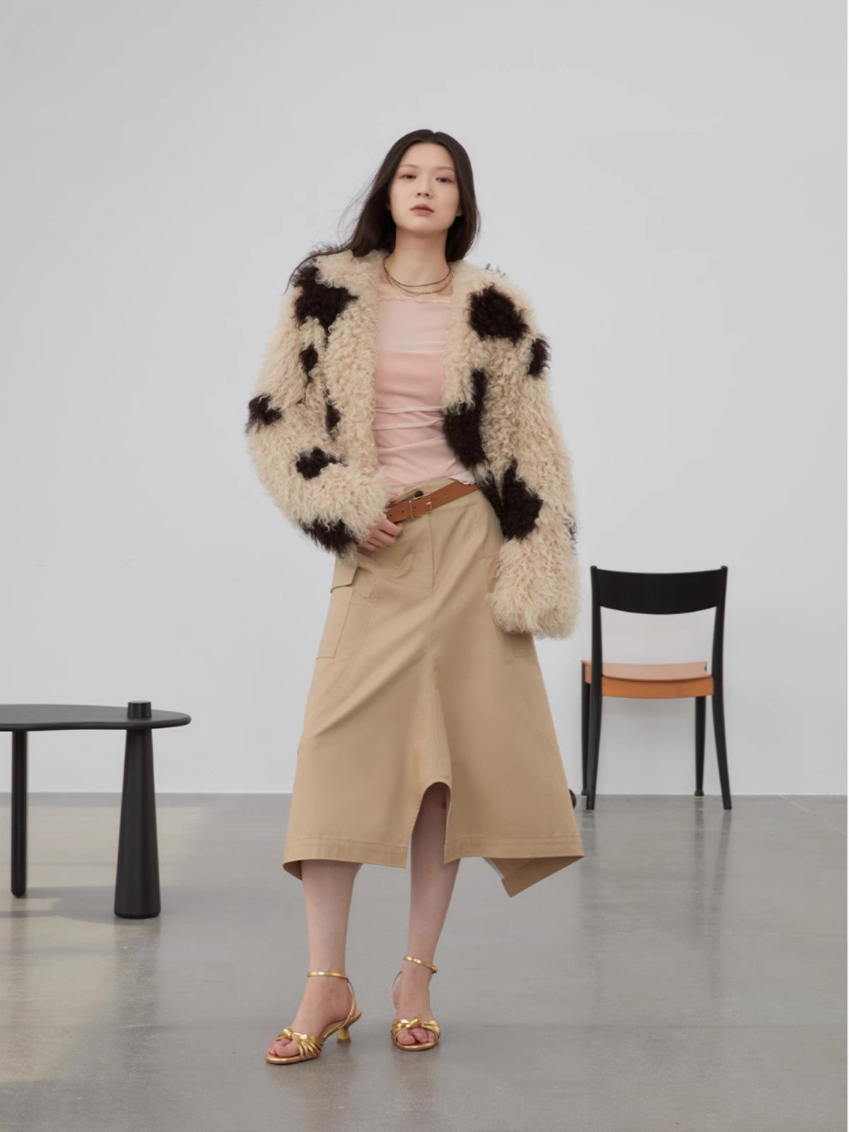 Sheep Curly Double Knit Fur Short Coat