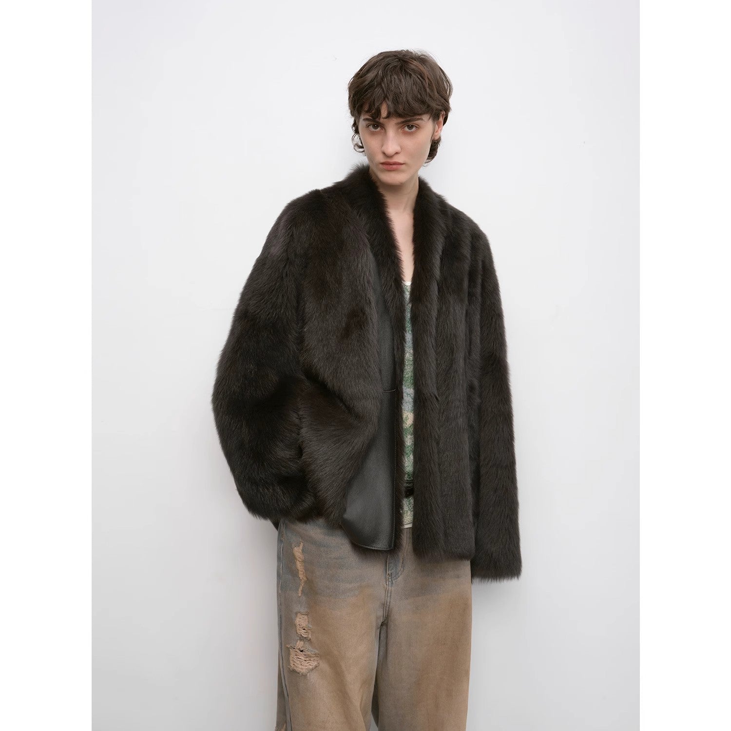 "Winter Love Island" Long Hanging Straight Collar Tuscan Fur Coat