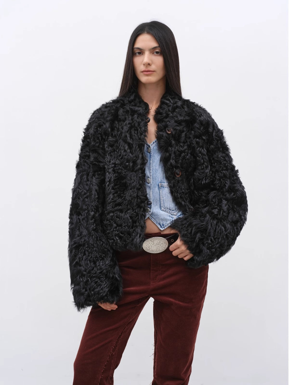 "Little Bear's Thoughts" Sheepskin Wool Coat