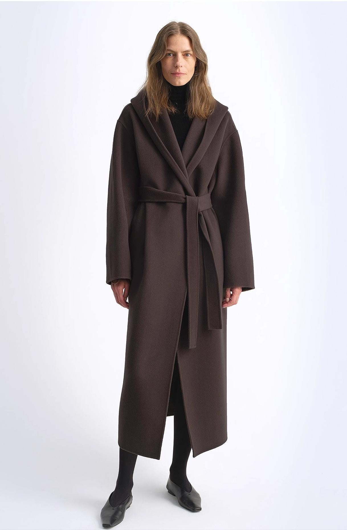 "Magic World" Hooded Cashmere Australian Wool Double-Faced Wool Coat