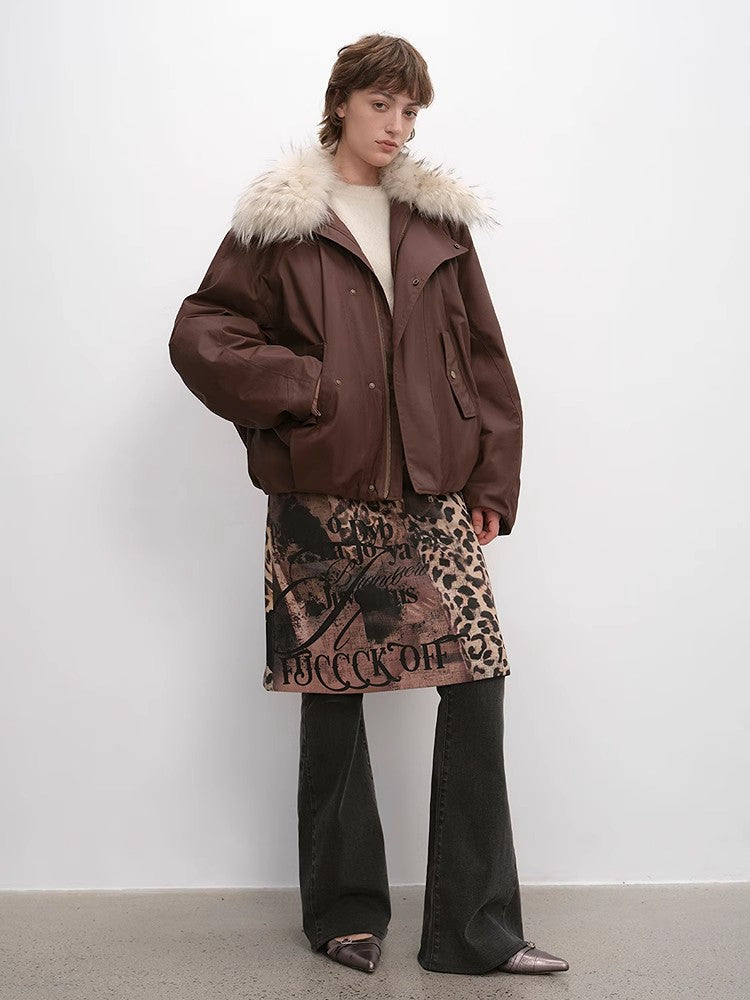 Detachable Raccoon Fur Collar Short Jacket