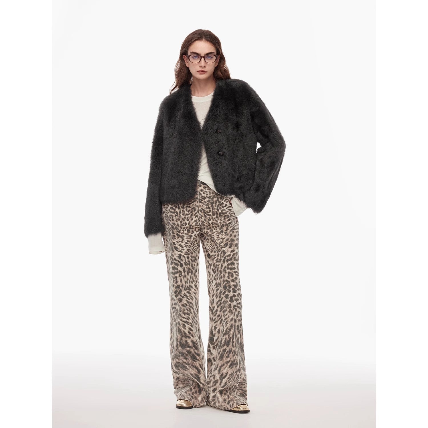 “Wild Roar” Leopard Print Straight-Leg Bootcut Jeans