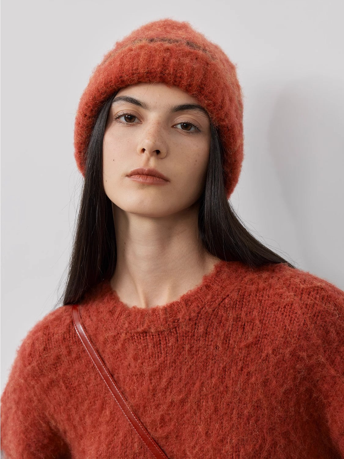 Mohair Wool Blend Knit Hat Scarf Set