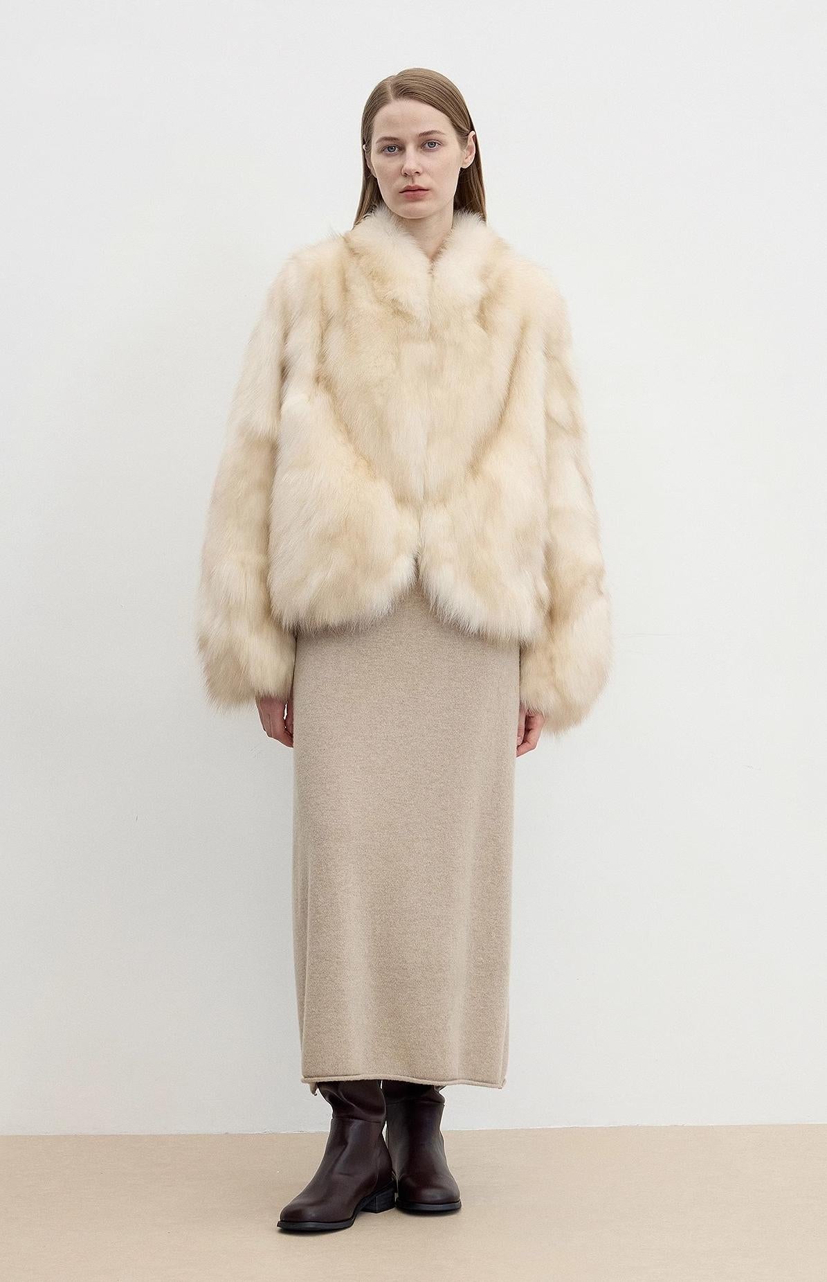 "Monet's Garden" Fox Fur V-Neck Jacket