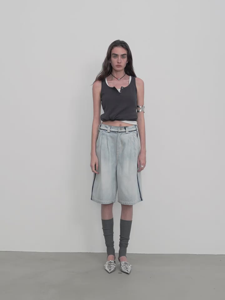 “Unruly Sonata” Loose Mid Wide Leg Denim Pants