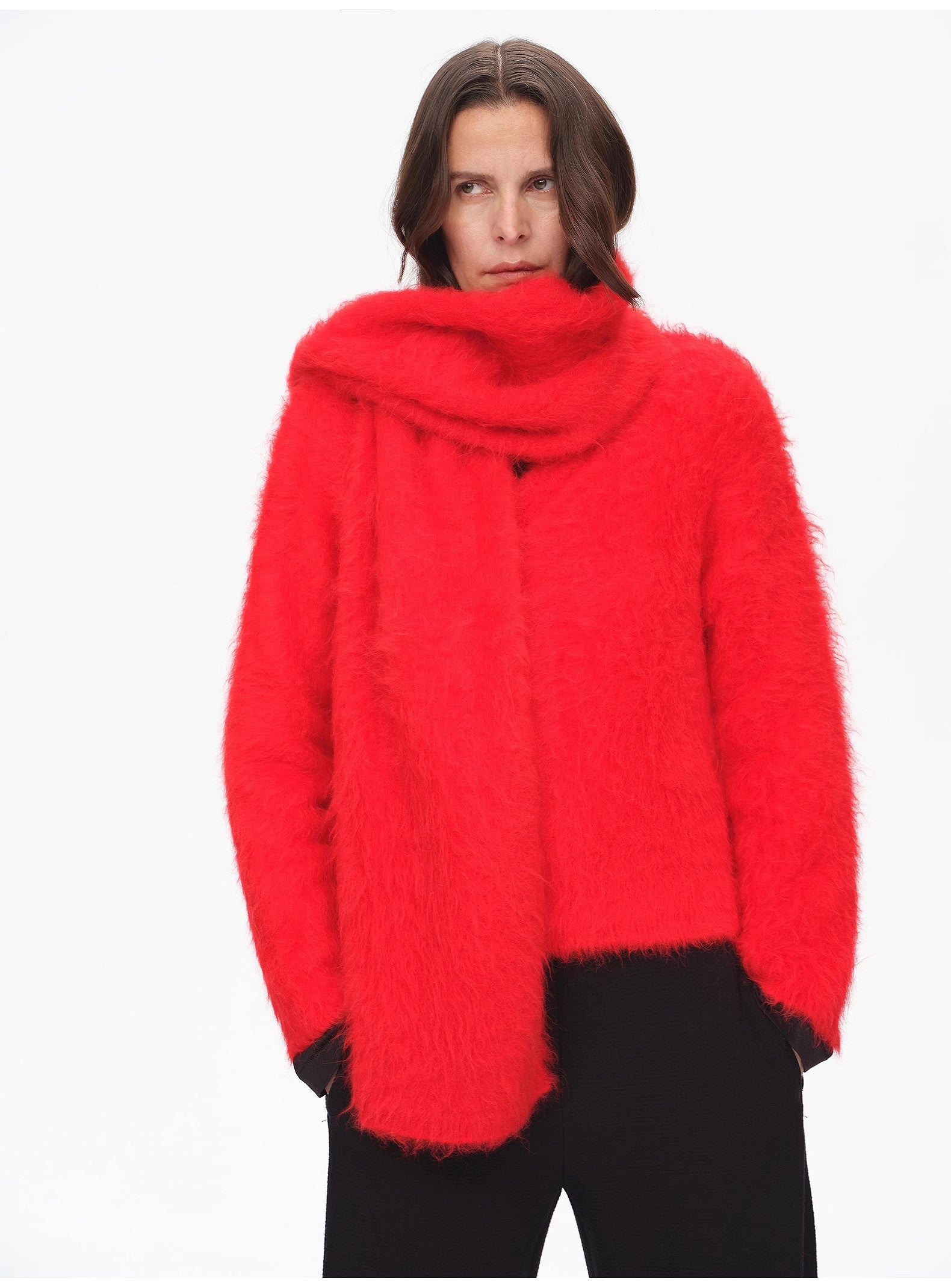 Red Winter Alpaca Wool Scarf