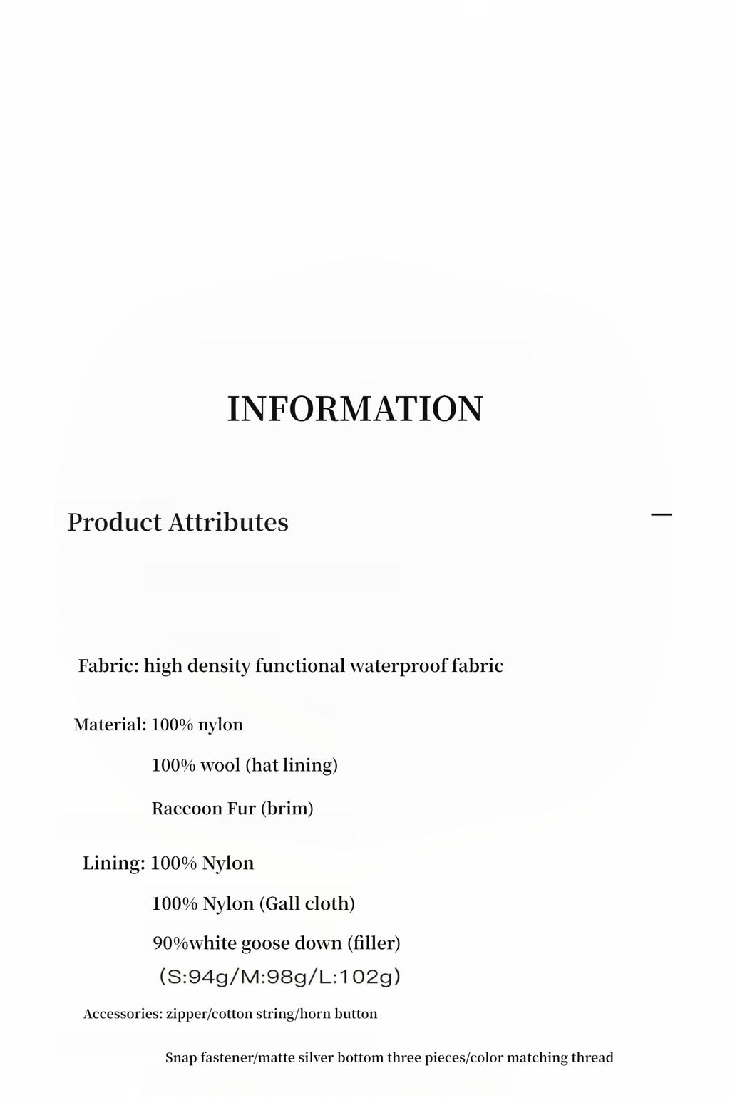 Large Hood, Raccoon Fur Collar Style Style Jacket