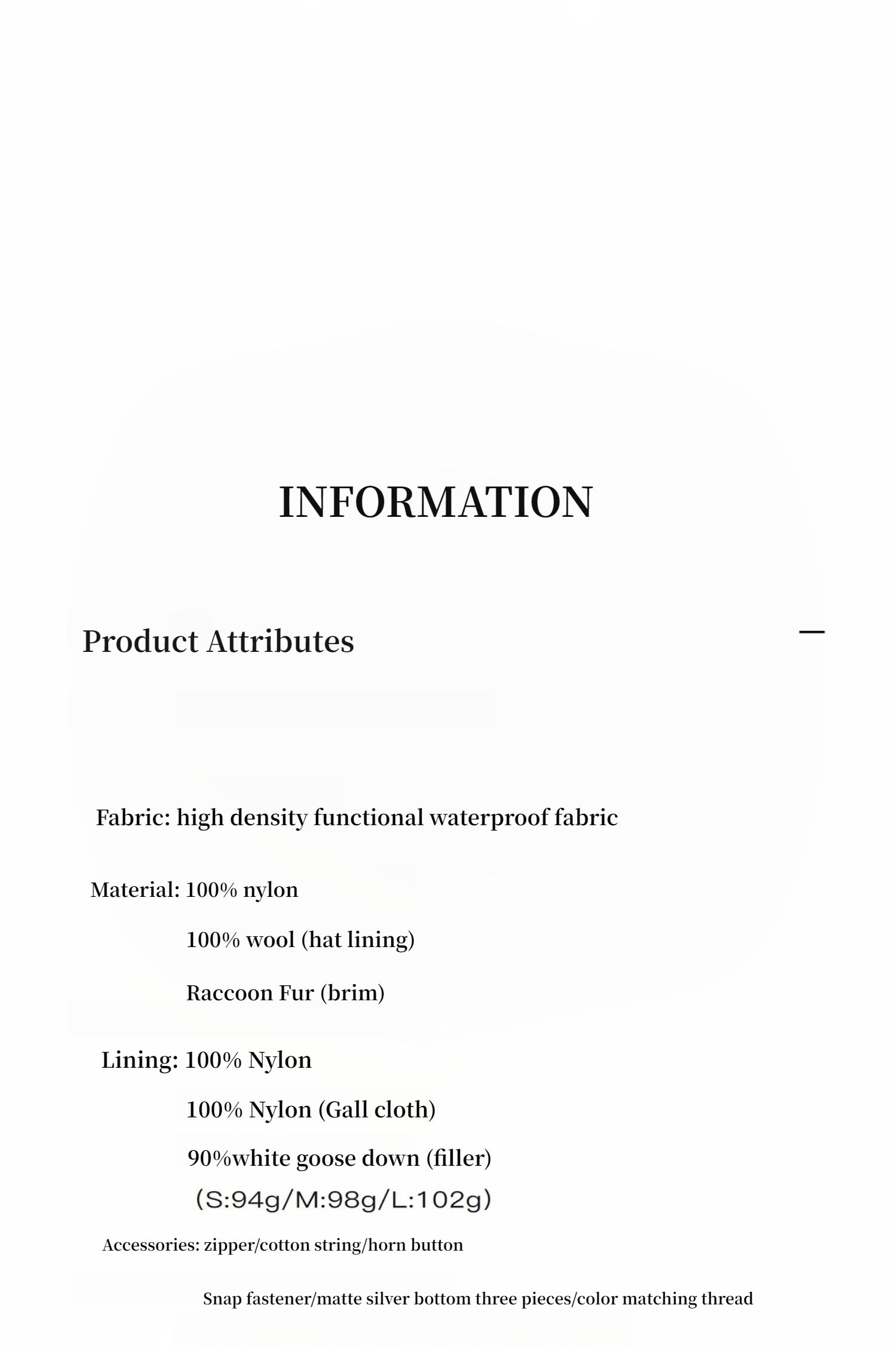 Large Hood, Raccoon Fur Collar Style Style Jacket