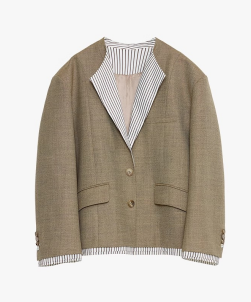 "London Diary" Contrasting Lapel Wool Blazer