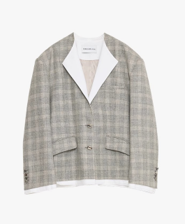"London Diary" Contrasting Lapel Wool Blazer