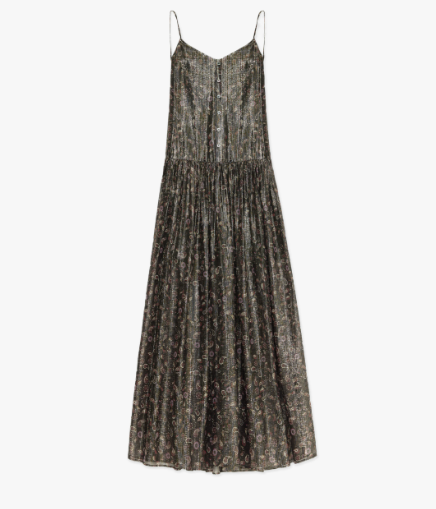"Floating Lights" Paisley Print Silk Sling Dress