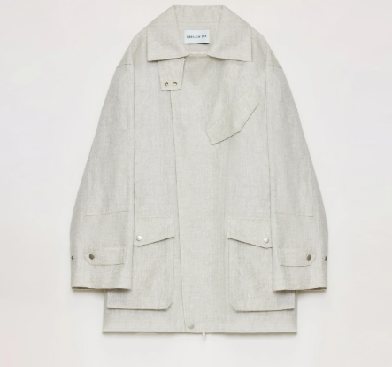 Gold Linen Blend Mid-Length Trench Coat