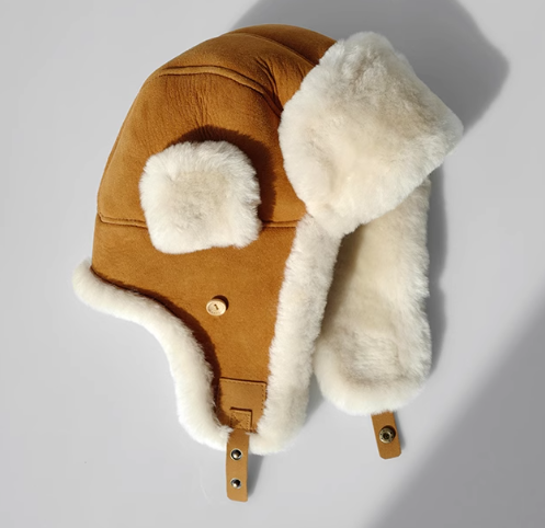 Merino Wool &amp; Suede Aviator Hat
