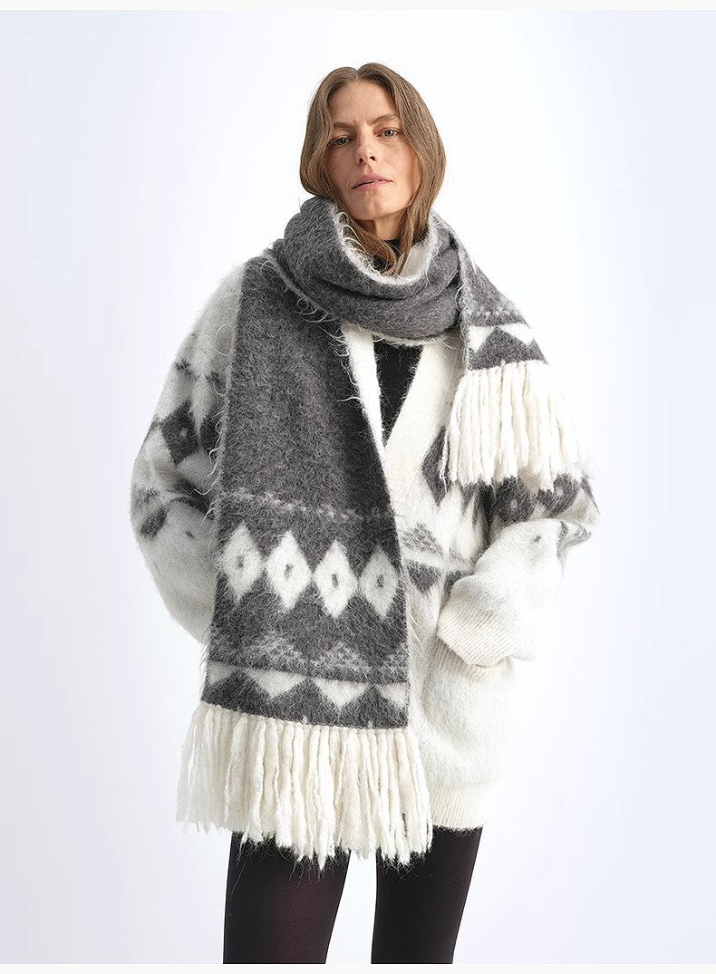 Nepalese Alpaca Wool Tassel Scarf