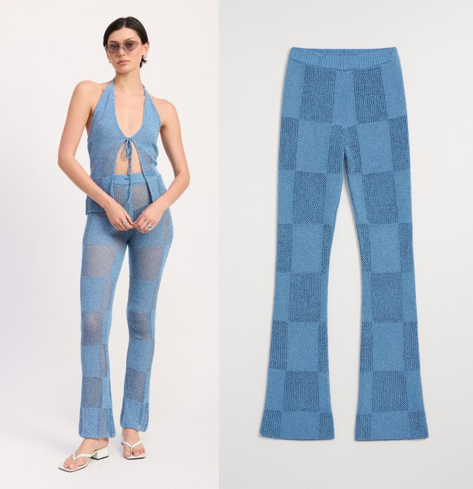 Sheer Crochet Flare Pants
