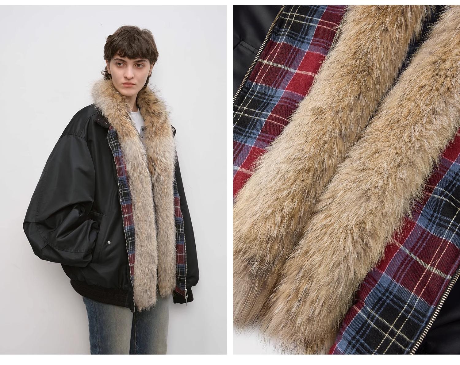 Casual Street Lightweight Detachable Wolf Fur Collar Parka Down Jacket