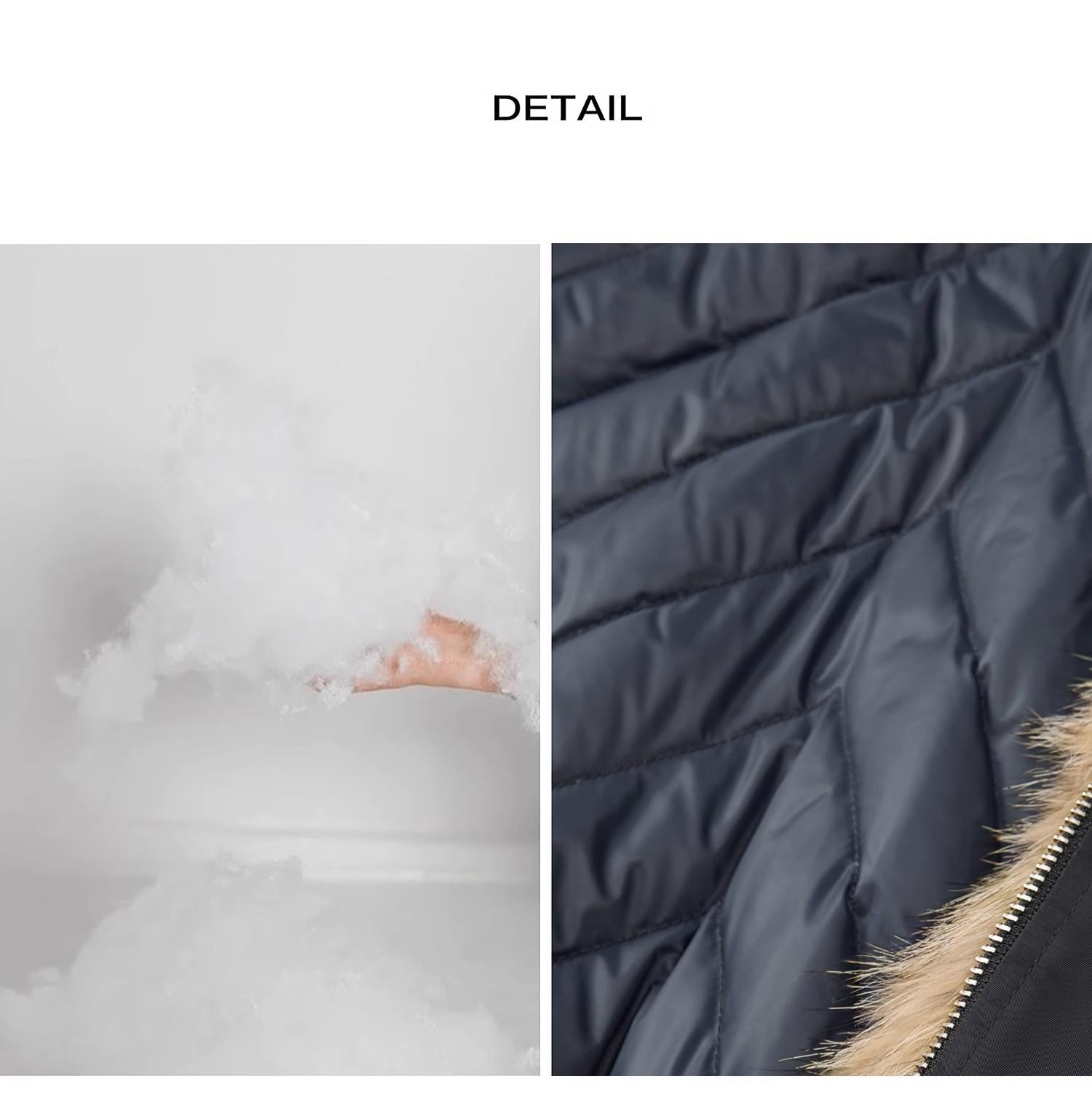 Casual Street Lightweight Detachable Wolf Fur Collar Parka Down Jacket